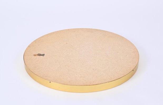 Mid-Century Golden Aluminum Round Mirror attributed to Sergio Mazza for Artemide, Italy, 1960s-JDR-1734567