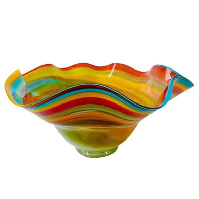 Mid-Century Golden Talast Hand-Blown Colorful Glass Bowl-BMU-2026701