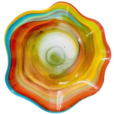 Mid-Century Golden Talast Hand-Blown Colorful Glass Bowl-BMU-2026701