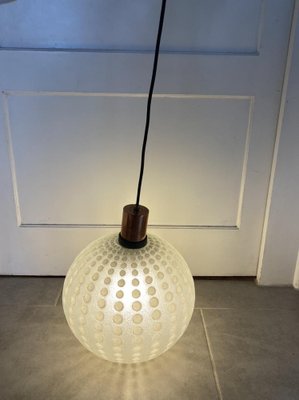 Mid-Century Golf Ball-Shaped Glass Pendant Lamp, 1960s-PYR-1353219