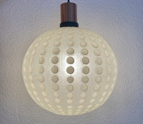 Mid-Century Golf Ball-Shaped Glass Pendant Lamp, 1960s-PYR-1353219