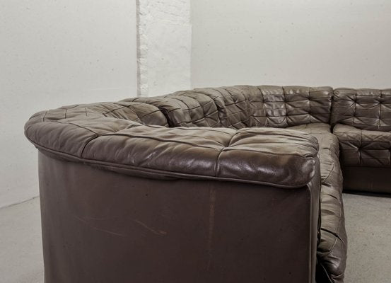 Mid-Century Gray Brown Leather Modular Model DS11 Sofa from de Sede, 1960s, Set of 6-IXC-557529