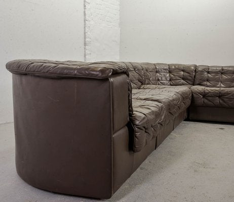 Mid-Century Gray Brown Leather Modular Model DS11 Sofa from de Sede, 1960s, Set of 6-IXC-557529