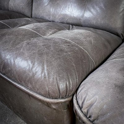 Mid-Century Gray Leather Modular Sofa, Set of 5-IA-1412617