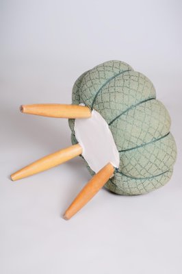 Mid-Century Green Beech Stool, 1950s-WHY-1042469