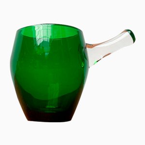 Mid-Century Green Glass Sarvituoppi Bowl with Handle by Sirkku Kumela-Lehtonen for Kumela, Finland, 1960s-UAH-1279765