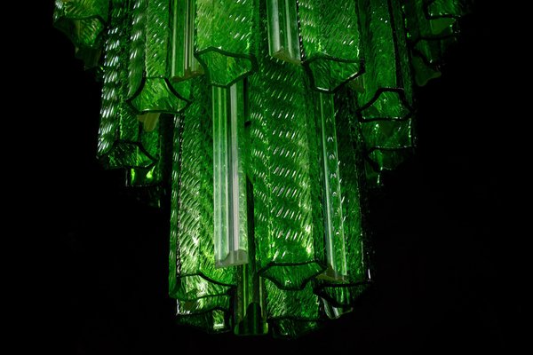 Mid-Century Green Murano Glass Tronchi Four-Tier Chandelier, 1960-MBH-1032526