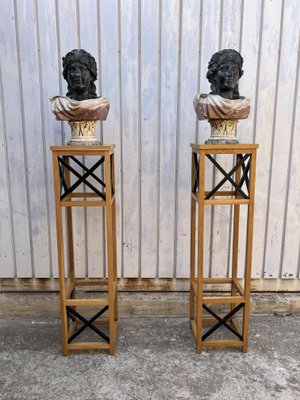 Mid-Century Half-Busts in Belgian Black Marble, 1930s, Set of 2-YST-2018397