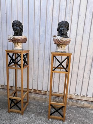 Mid-Century Half-Busts in Belgian Black Marble, 1930s, Set of 2-YST-2018397