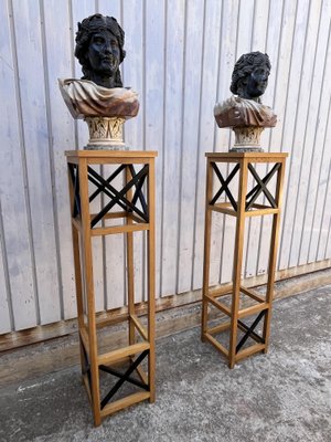 Mid-Century Half-Busts in Belgian Black Marble, 1930s, Set of 2-YST-2018397