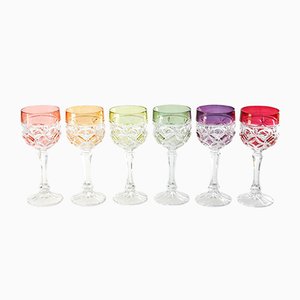 Mid-Century Hand Blown Crystal Wine Glasses from Hofbauer, Set of 6-HGJ-691893