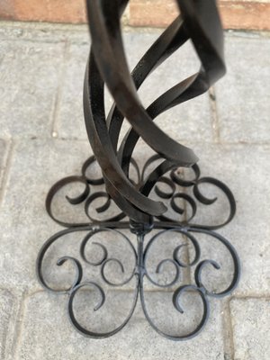 Mid-Century Hand-Crafted Black Wrought Iron Candleholder, 1970s-NOU-881040