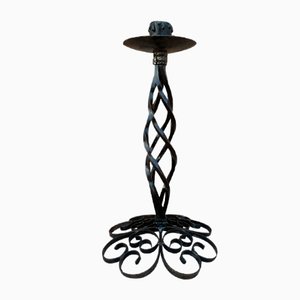 Mid-Century Hand-Crafted Black Wrought Iron Candleholder, 1970s-NOU-881040