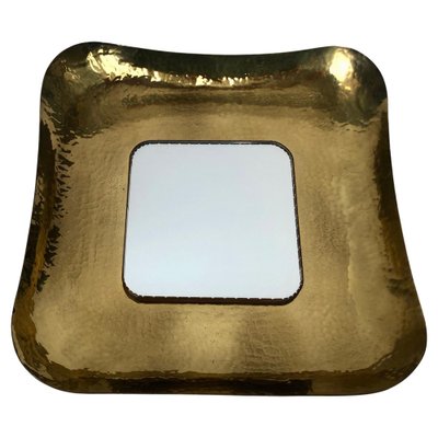 Mid-Century Hand-Hammered Brass Mirror, Austria, 1950s-BAF-1807437