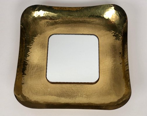 Mid-Century Hand-Hammered Brass Mirror, Austria, 1950s-BAF-1807437