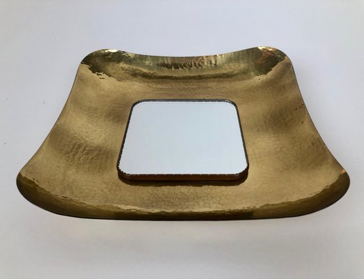 Mid-Century Hand-Hammered Brass Mirror, Austria, 1950s-BAF-1807437