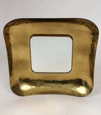 Mid-Century Hand-Hammered Brass Mirror, Austria, 1950s-BAF-1807437