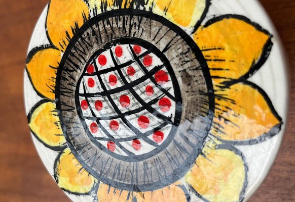 Mid-Century Hand-Painted Ceramic Sunflower Box with Lid from Gallo, 1960s-UAH-1797934