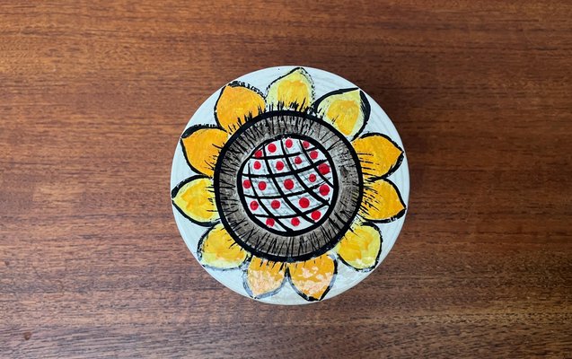 Mid-Century Hand-Painted Ceramic Sunflower Box with Lid from Gallo, 1960s-UAH-1797934