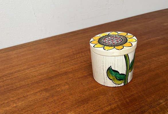 Mid-Century Hand-Painted Ceramic Sunflower Box with Lid from Gallo, 1960s-UAH-1797934