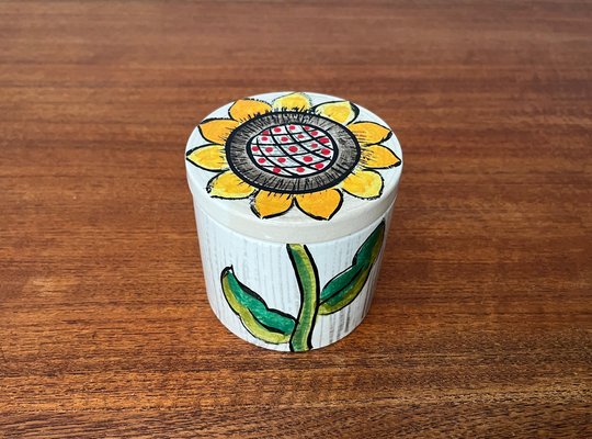 Mid-Century Hand-Painted Ceramic Sunflower Box with Lid from Gallo, 1960s-UAH-1797934