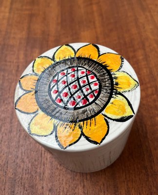 Mid-Century Hand-Painted Ceramic Sunflower Box with Lid from Gallo, 1960s-UAH-1797934