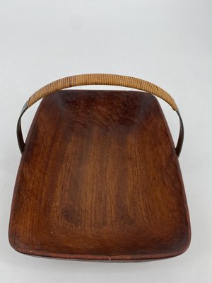 Mid-Century Handle Bowl in Carved Teak attributed to Carl Auböck, Austria, 1950s-CZ-2023629