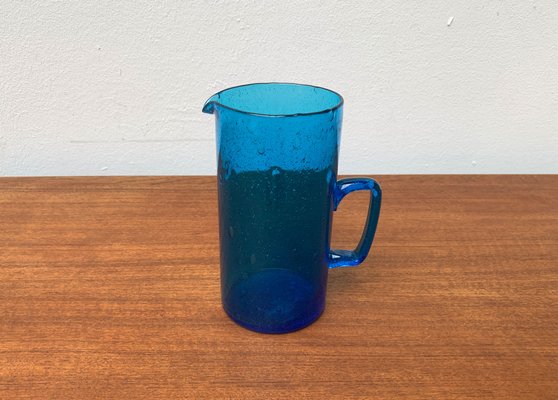 Mid-Century Handmade Blue Glass Jug, 1960s-UAH-1313010