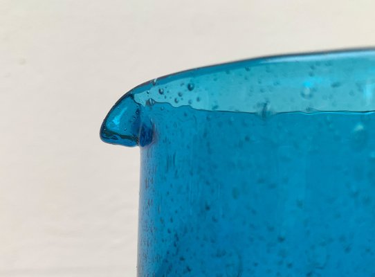 Mid-Century Handmade Blue Glass Jug, 1960s-UAH-1313010