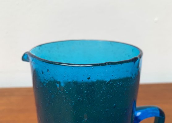 Mid-Century Handmade Blue Glass Jug, 1960s-UAH-1313010