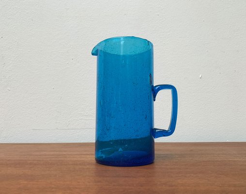 Mid-Century Handmade Blue Glass Jug, 1960s-UAH-1313010