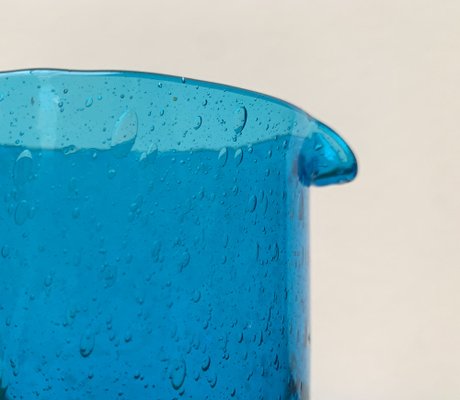 Mid-Century Handmade Blue Glass Jug, 1960s-UAH-1313010