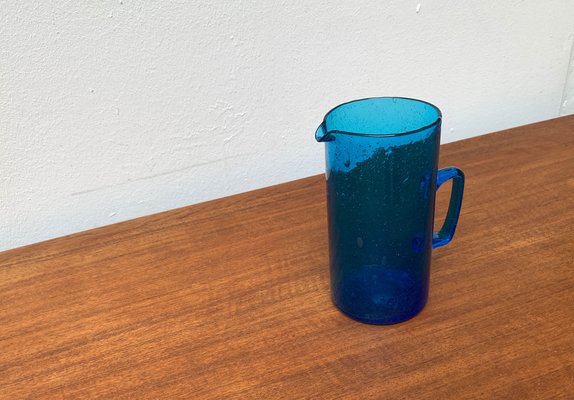 Mid-Century Handmade Blue Glass Jug, 1960s-UAH-1313010