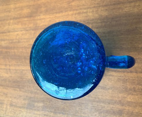 Mid-Century Handmade Blue Glass Jug, 1960s-UAH-1313010