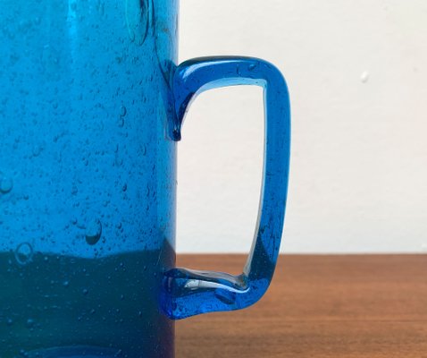 Mid-Century Handmade Blue Glass Jug, 1960s-UAH-1313010