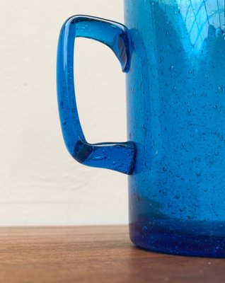 Mid-Century Handmade Blue Glass Jug, 1960s-UAH-1313010