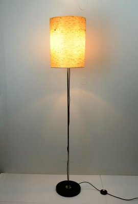 Mid-Century Height Adjustable Floor Lamp with Fiberglass Shade, Chrome Plating & Black Metal, 1960s-FH-1271006