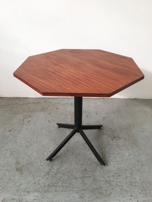 Mid-Century Hexagonal Rosewood Dining Table with Black Iron Structure-GGK-784523