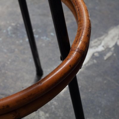 Mid-Century High Bar Stools in Metal and Rattan by Dirk van Sliedregt for Rohé Noordwolde, 1950s, Set of 2-QVY-1795837