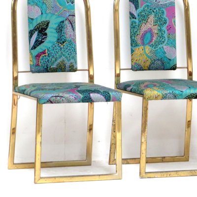 Mid-Century Hollywood Regency Dining Chairs with Brass Frame, Set of 4-UBE-1453091