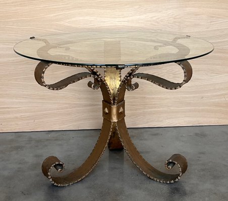 Mid-Century Hollywood Regency Gilt French Iron Cocktail Table, 1920s-PSK-2017240