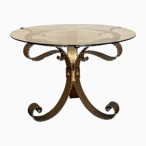 Mid-Century Hollywood Regency Gilt French Iron Cocktail Table, 1920s-PSK-2017240