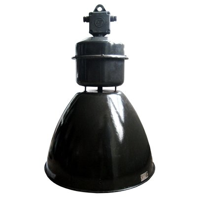 Mid-Century Industrial Black Enamel Factory Pendant Lamp-BLS-887335