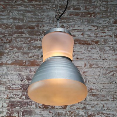 Mid-Century Industrial Frosted and Mercury Glass Pendant Lamp by Adolf Meyer for Zeiss Ikon-BLS-829868