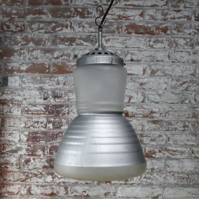 Mid-Century Industrial Frosted and Mercury Glass Pendant Lamp by Adolf Meyer for Zeiss Ikon-BLS-829868