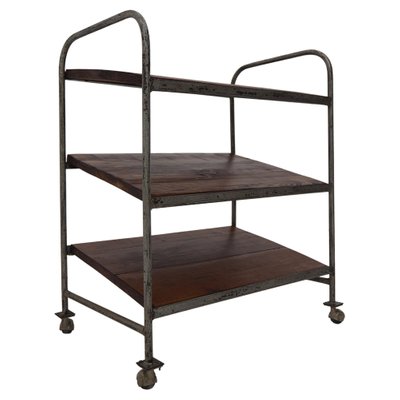 Mid-Century Industrial Trolley With Shelves-TZ-1185423