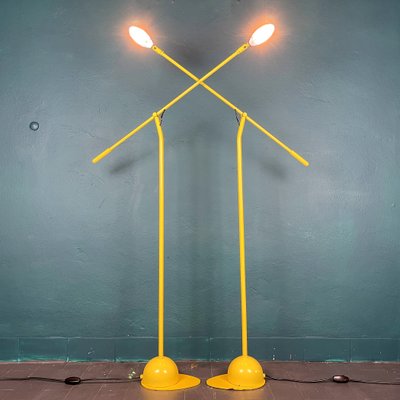 Mid-Century Industrial Yellow Floor Lamps, Yugoslavia, 1960s, Set of 2-WQC-1017608