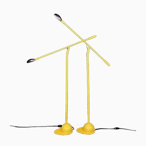 Mid-Century Industrial Yellow Floor Lamps, Yugoslavia, 1960s, Set of 2-WQC-1017608