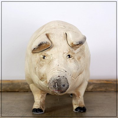 Mid-Century Iron Piggy Bank Sculpture-NYF-2019137