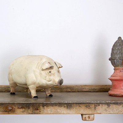 Mid-Century Iron Piggy Bank Sculpture-NYF-2019137